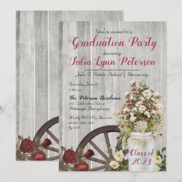 Convite Vintage Rustic Floral Mason Jar Festa de formatura