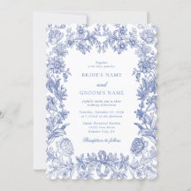 Vintage Rustic French Blue Floral Casamento
