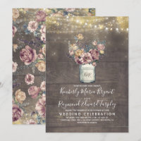 Vintage Rustic Mason Jar Mauve e Dourado Casamento