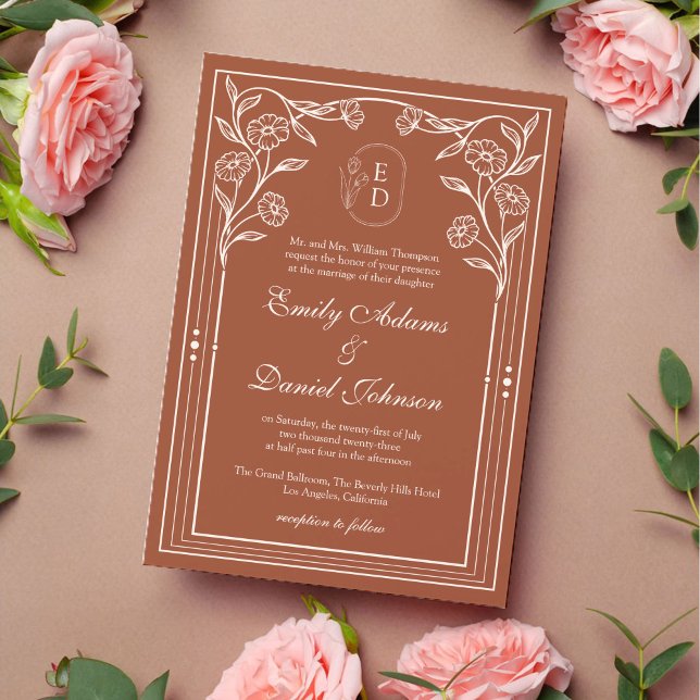 Convite Vintage Rustic Monographic Wedding (Criador carregado)