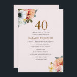 Convite Vintage Rustic Peach Floral aniversário de 40 anos<br><div class="desc">Vintage Rustic Peach Floral aniversário de 40 anos Convide o Excelente a juntar ao seu aniversário de 40 anos. Este convite pode ser personalizado e personalizado em vários tamanhos. Ver Design de autocolantes correspondentes,  cortesia de www.createthecut.com</div>