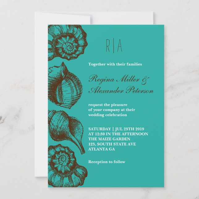 Convite Vintage Rustic Seashell Beach Invitation (Frente)