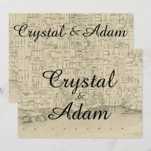 Convite Vintage Rustic Toronto Map Weditation
