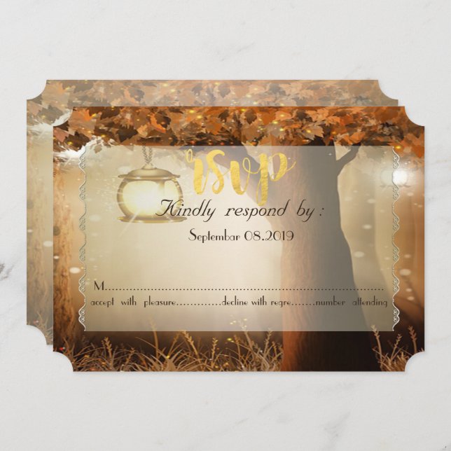 Convite Vintage Rustic Tree RSVP (Frente/Verso)