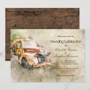 Convite Vintage Rustic Truck Trendy Wedding