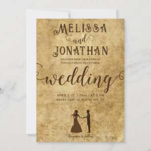 Convite Vintage rustic Wedde Noite Groom