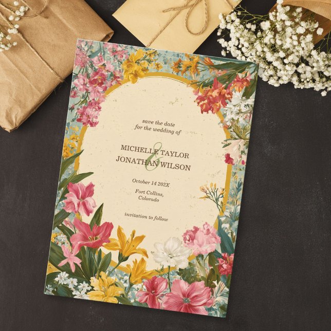 Convite Vintage Rustic Wildflower Cottagecore (Vintage Rustic Wildflower Cottagecore Invitation)