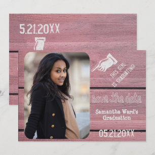 Convite Vintage Rustic Wood Graduation Foto Salvar A Data