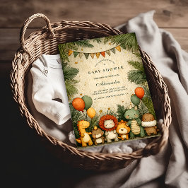 Convite Vintage Safari Dinosaur Baby Shower