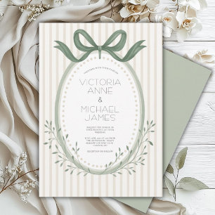 Convite Vintage Sage Green Elegant Weditation