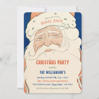Convite Vintage Santa Christmas Party Invitation