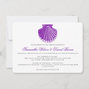Convite Vintage Scallop Shell Purple