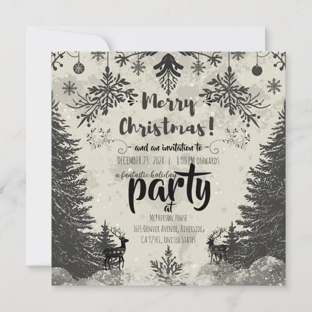 Convite Vintage Scandinavian Christmas Party Invitation (Frente)