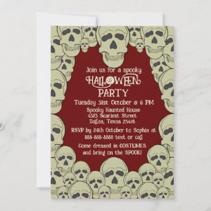 Convite Vintage Scary Skull Halloween Party