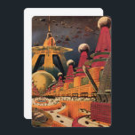 Convite Vintage Science Fiction Futurística City Invitatio<br><div class="desc">Clique no botão "personalizar" para acessar as ferramentas de design para alterar a cor de fundo e adicionar seu próprio texto personalizado! Muitos estilos de fonte a serem escolhidos! Ilustração Vintage viagem e imagem de ficção científica de transportes apresentando um clássico quadrinho retrô sci fi urbano com uma cidade do...</div>