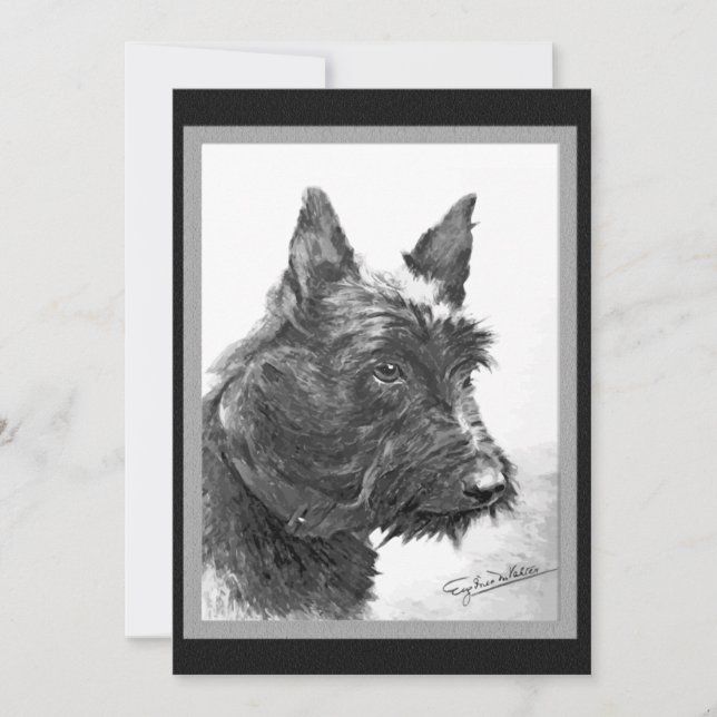 Convite Vintage Scottish Terrier art (Frente)