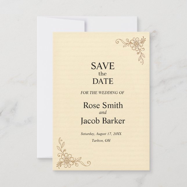 Convite Vintage Scrapbook Style Wedding Save the Date (Frente)
