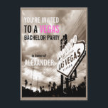 Convite Vintage Sepia Las Vegas Modern Bachelor Party<br><div class="desc">Inspirado pela solicitação de um cliente. Moderno com uma aparência vintage e um pouco dramática como o céu noturno:) Todo o texto padrão pode ser totalmente personalizado com suas próprias palavras para se adequar às suas necessidades, e você também pode mudar as fontes, os tamanhos, a colocação de texto e...</div>