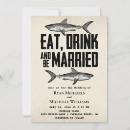Convite Vintage Shark Coma Bebida e Casamento