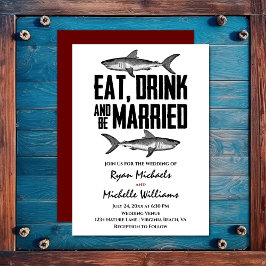 Convite Vintage Shark Coma Bebida e Casamento