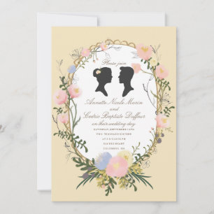 Convite Vintage Silhouette Primavera Floral Wedding