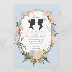 Convite Vintage Silhouette Primavera Floral Wedding