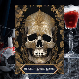 Convite Vintage Skull Gótica Festa Adulta do Dia das Bruxa
