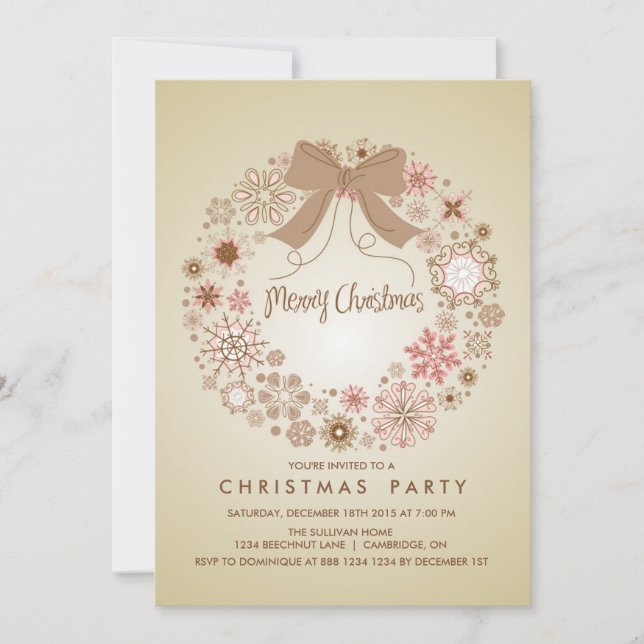 CONVITE VINTAGE SNOWFLAKES WREATH HOLIDAY REQUISITO (Frente)