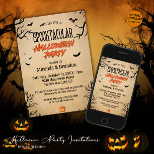 Convite Vintage Spooktacular Festa de Halloween