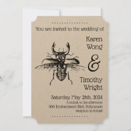 Convite Vintage Stag Beetle Wedding