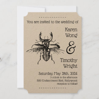 Convite Vintage Stag Beetle Wedding