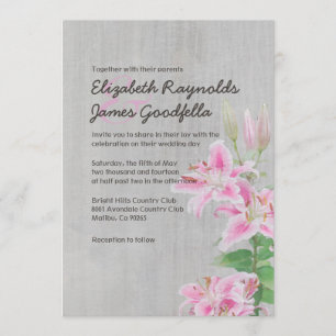 Convite Vintage Stargazer Lily Casamento