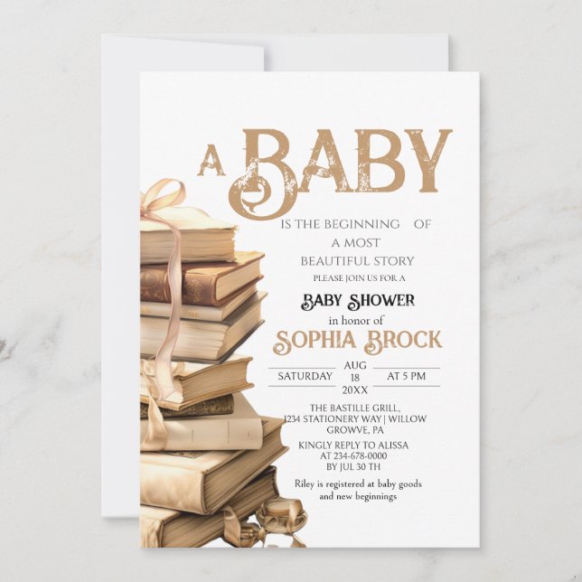 Convite Vintage Storybook Baby Shower Invitation (Frente)