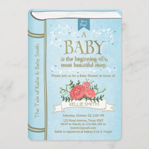 Convite Vintage Storybook - Chá de fraldas convidado Boy B