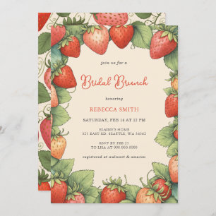 Convite Vintage Strawberry Bridal BrunParty