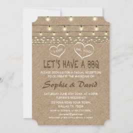 Convite Vintage String Lights Burlap I Do CHURRASCO