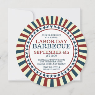 Convite Vintage Stripe Summer Barbecue Party