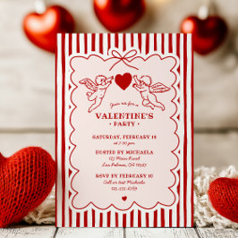 Convite Vintage Style Cupid Doodles Valentine's Day Party