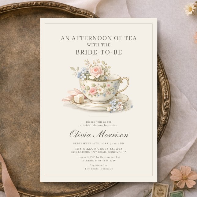 Convite Vintage Style Tea Party Bridal Shower (Criador carregado)