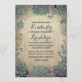 Convite Vintage Succulents Rustic Wedding