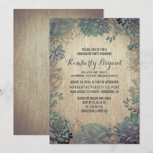 Convite Vintage Succulta Festa de formatura Rústica De Mad