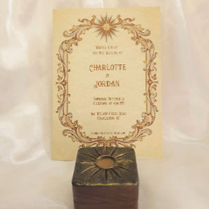 Convite Vintage Sun e Star Wedation Warm Toned
