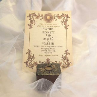 Convite Vintage Sun-Themed Weditation