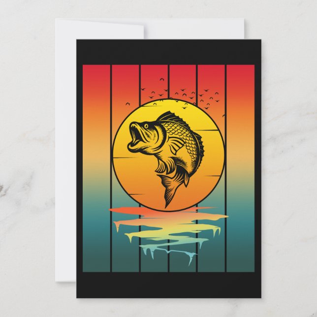 Convite Vintage Sunset Fish Ocean (Frente)