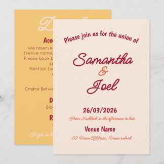 Convite Vintage Sunset Retro Wedding Invitation