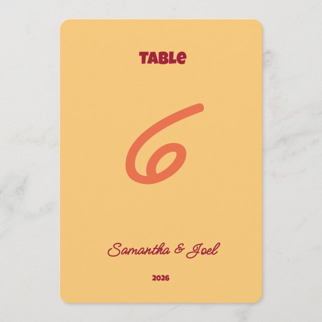 Convite Vintage Sunset Retro Wedding Table Number (Frente)