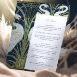 Convite Vintage Swans Art Deco Wedding Menu Card<br><div class="desc">Apresente a sua banquete de casamento com um toque de talento de vintagem usando este cartão de cardápio de casamento inspirado em Art Deco. O majestoso motivo do cisne no topo, renderizado em uma combinação clássica de azul-marinho, ouro e branco, dá um tom de elegância refinada. O menu em si...</div>