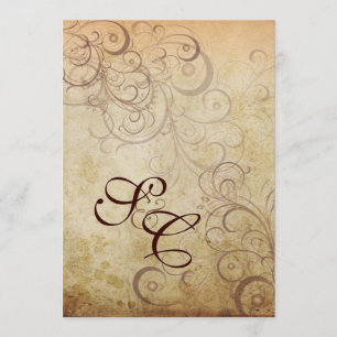 Convite Vintage swirls/faux parergamining Invitations.