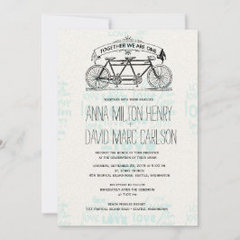 Convite Vintage Tandem Bicycle Corta Typografia Casamento