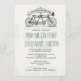 Convite Vintage Tandem Bicycle Corta Typografia Casamento